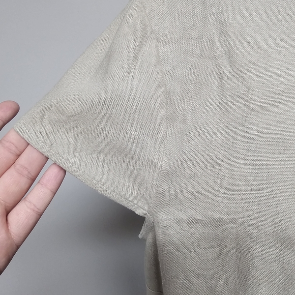 Tash & Sophie Linen Blend Lagenlook Dress Buttons Pockets Cap Sleeves Neutral - Picture 4 of 12